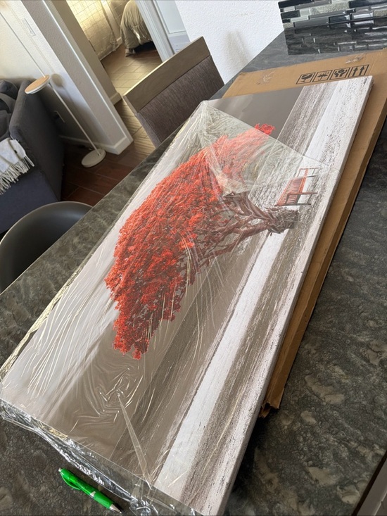 Framed Printed Red Tree  Canvas Painting Bedroom Home Art Wall Decor 40x20 OB - Picture 3 of 7